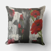 グレーアンドレッドポピーバラ装飾用クッション クッション (正面)