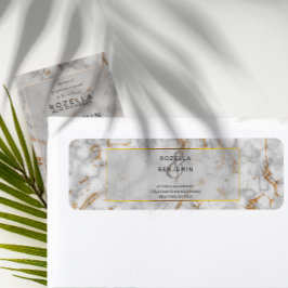 グレーアンド金ゴールドマーブルアゲートエレガント差出人住所 ラベル