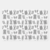 グレーアーガイルの服イラストレーション ラッピングペーパーシート (正面)