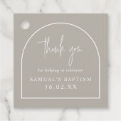 グレーアーモダンチミニマル《キリスト教》洗礼式や命名式スクエア フェイバータグ (正面)