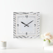 グレーアールデコ スクエア壁時計 (ホーム)