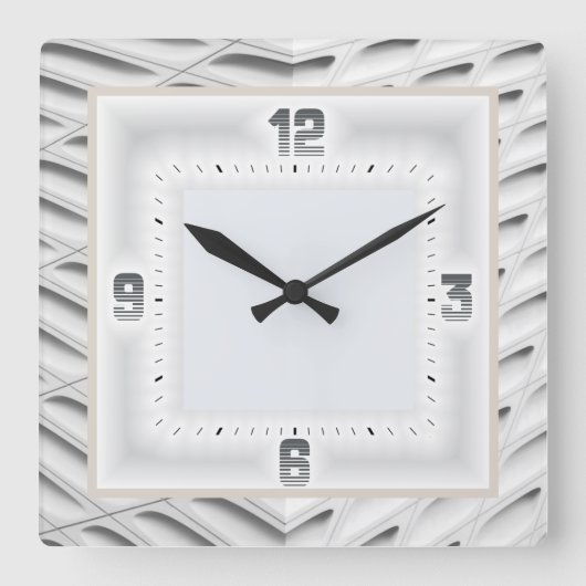 グレーアールデコ スクエア壁時計 (正面)