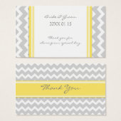 グレーイエローシェブロン結婚式の引き出物ラベル (正面&裏面)