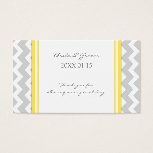 グレーイエローシェブロン結婚式の引き出物ラベル (正面)