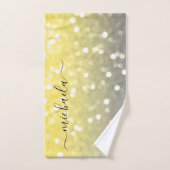 グレーイエロースパークリー《写真》ぼけ味名前をカスタムする ハンドタオル (ハンドタオル)
