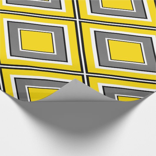 グレーイエローダイヤモンド幾何学模様 ラッピングペーパー (角)