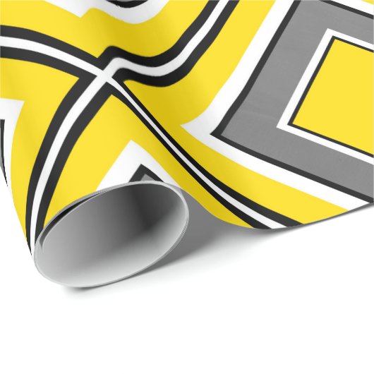 グレーイエローダイヤモンド幾何学模様 ラッピングペーパー (ロールコーナー)