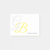 グレーイエローホワイトモノグラムのあなたの名カスタム前 ポストイット (正面)