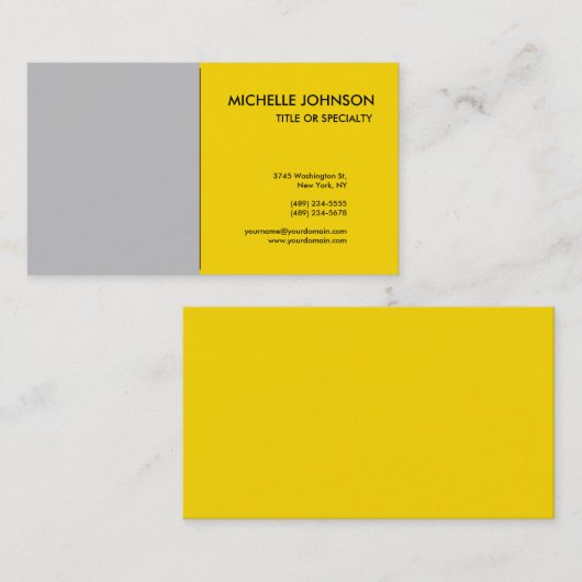 グレーイエローミニマルシンプルリストクラシカルプレーン 名刺 (正面/裏面)