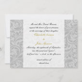 グレーイエローリフェイクボンディアマンテ結婚ル 招待状 (裏面)