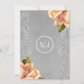 グレーイエローヴィンテージアンティークバラエレガントウェディング 招待状 (裏面)