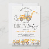 グレーイエロー建築ダーティ3rd-y 3rd誕生日 招待状 (正面)