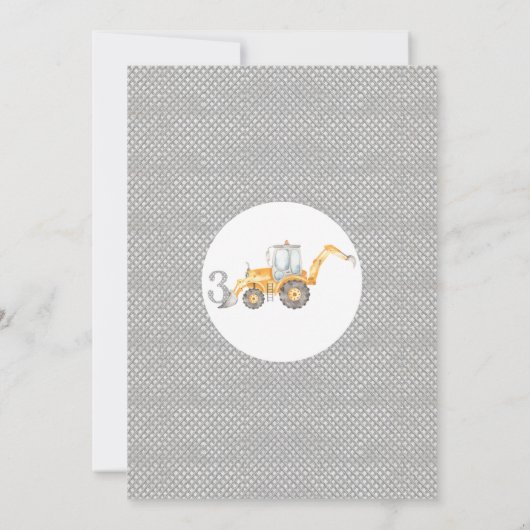 グレーイエロー建築ダーティ3rd-y 3rd誕生日 招待状 (裏面)