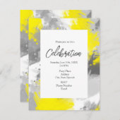 グレーイエロー抽象芸術ブラシストローク招待状 招待状 (正面/裏面)