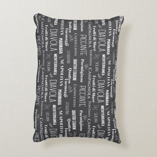 グレーイタリアンレストランピザ名タイポグラフィック アクセントクッション (裏面(縦))
