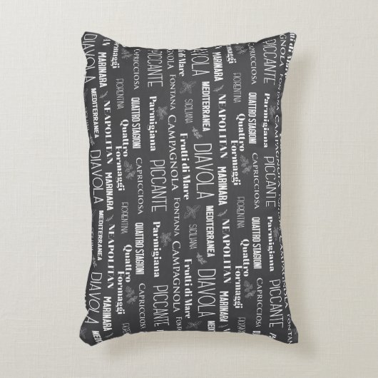 グレーイタリアンレストランピザ名タイポグラフィック アクセントクッション (正面(垂直))