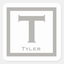 グレーイニシャル名キッズボーイパーティー新学期