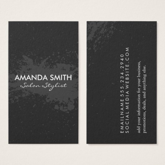 グレーインク（ばちゃばちゃ）跳ねるサロンスタイリスト (正面&裏面)