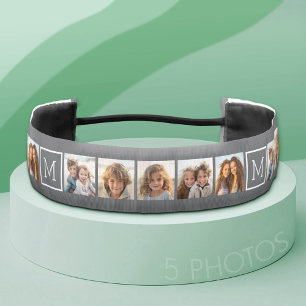 グレーインスタグラム5フォトコラージモノグラム アスレチックヘッドバンド