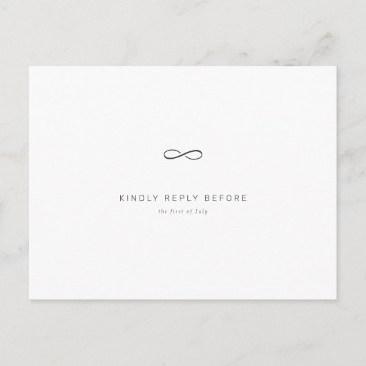 グレーインフィニティシンボル最小シック インビテーションポストカード (正面)
