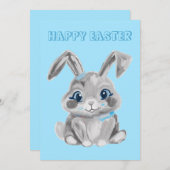 グレーイースターバニープリスクール先生ブルーイースター シーズンカード (正面/裏面)