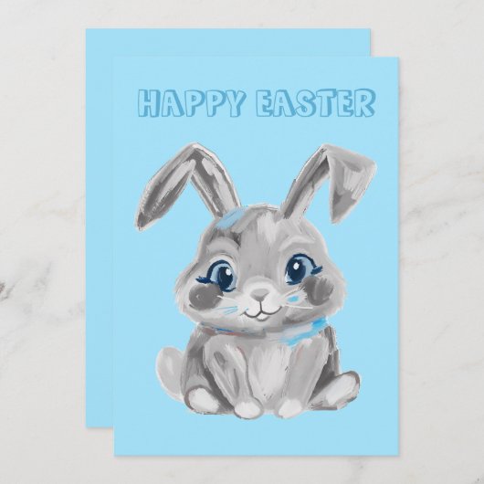 グレーイースターバニープリスクール先生ブルーイースター シーズンカード (正面/裏面)