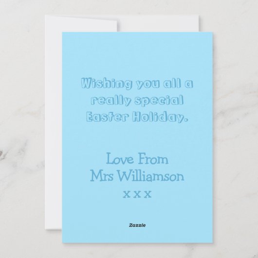 グレーイースターバニープリスクール先生ブルーイースター シーズンカード (裏面)