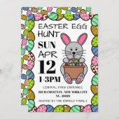 グレーイースターバニー、イースターエッグ狩り 案内状 (正面/裏面)