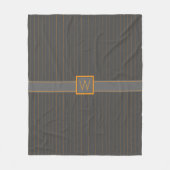 グレーウィズオレンジピンストリペスフリースブランケット フリースブランケット (正面)