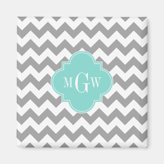 グレーウィットシェブロンアクアクローバー3モノグラム マグネット (正面)