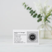 グレーウィットシェブロンブラックギリシャ語鍵3モノグラム 名刺 (スタンド正面)