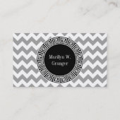 グレーウィットシェブロンブラックギリシャ語鍵3モノグラム 名刺 (裏面)