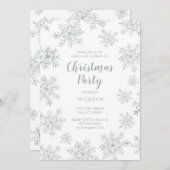 グレーウィンタースノーフレーククリスマスホリデーパーティー 招待状 (正面/裏面)