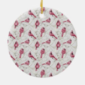 グレーウィンター（鳥）ショウジョウコウカンチョウベビーパーソナライズされた写真 セラミックオーナメント (裏面)