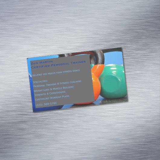 グレーウェイトジムパーソナルトレーナーフィットネスセンター マグネット名刺 (インサイチュ)