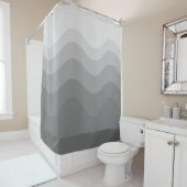 グレーウェイビーストライプモダンシャワーカーテン シャワーカーテン (インサイチュ)