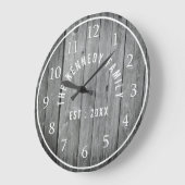 グレーウェザードウッドファームハウスファミリー名 ラージ壁時計 (傾斜)