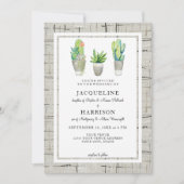 グレーウェディングのハシエンダスタイルのサボテンの庭 招待状 (正面)