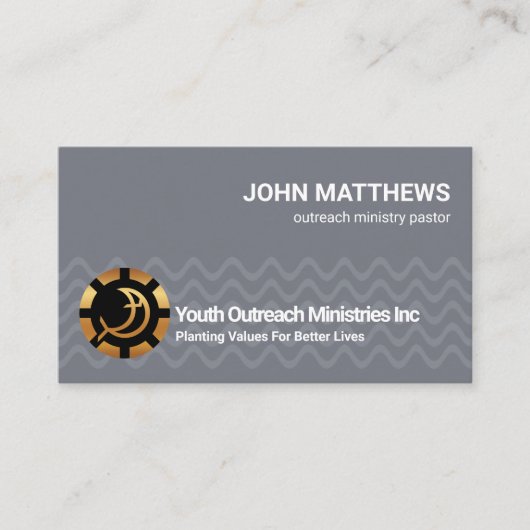 グレーウェーブライン金ゴールド魚救命ブイ省 名刺 (正面)