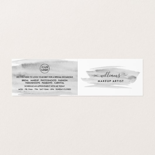 グレーウォーターのカラーブラッシュストローク、メイクアップアーティストロイヤリティ 名刺 (外部フラット)