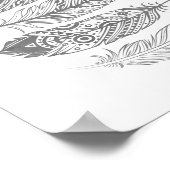 グレーウォーターの羽毛トライバルプリントポスター ポスター (角)