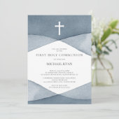 グレーウォーターの色の男の子最初の聖餐式 招待状 (スタンド正面)