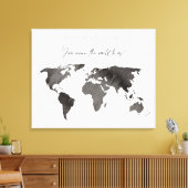 グレーウォーターの色ワールドマップキャンバスゲストブック キャンバスプリント (インサイチュ (リビング))