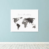 グレーウォーターの色ワールドマップキャンバスゲストブック キャンバスプリント (インサイチュ (ウッドフロア))