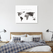 グレーウォーターの色ワールドマップキャンバスゲストブック キャンバスプリント (インサイチュ (寝室))