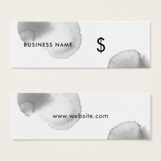 グレーウォーターカラースプラッシュホワイトモダンプライスラベル (正面&裏面)