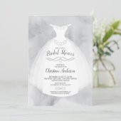 グレーウォーターカラーブライドガウンブライダルシャワー 招待状 (スタンド正面)