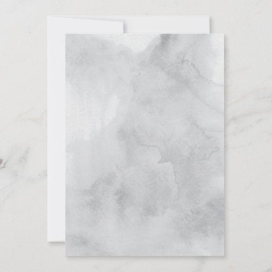 グレーウォーターカラーブライドガウンブライダルシャワー 招待状 (裏面)