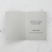 グレーウォーターカラーマウンテンリバー雪だるまクリスマス カード (内部)