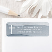 グレーウォーターカラー&クロス宗教差出人住所 ラベル (インサイチュ)